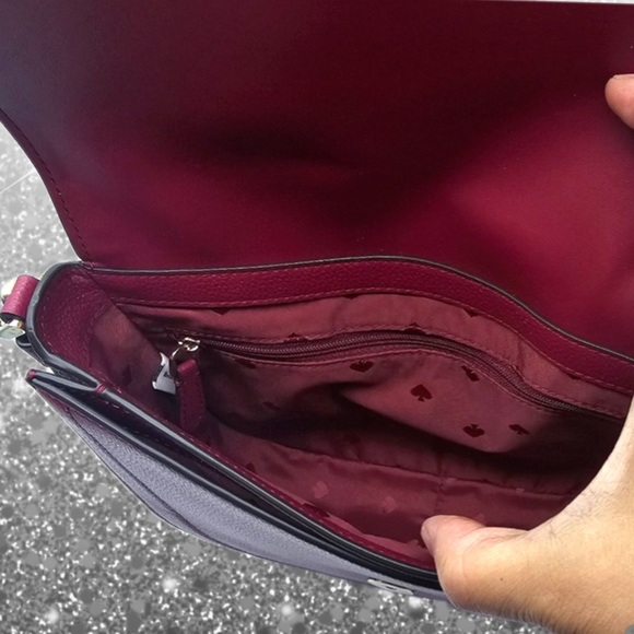 kate spade Blake Pebbled Leather Saddlebag Cranberry NO CALLOUTS - Picture 7 of 15